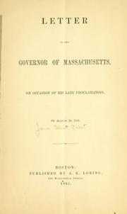 Cover of: Letter to the governor of Massachusetts | James Elliot Cabot