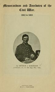 Cover of: Memorandum and anecdotes of the Civil War, 1862 to 1865
