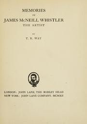 Cover of: Memories of James McNeill Whistler, the artist