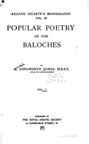 Cover of: Popular poetry of the Baloches