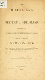 Cover of: The militia law of the state of Rhode Island by Rhode Island.