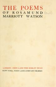 Cover of The poems of Rosamund Marriott Watson