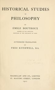 Cover of: Historical studies in philosophy