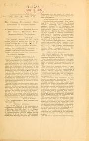 Cover of: Historical Society: the colonial newspaper press described by Colonel Stone : a communication from President Roberts : the Steuben monument : new members elected : the address.