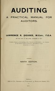 Cover of: Auditing: a practical manual for auditors.