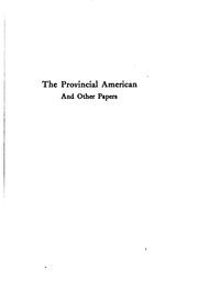Cover of: The provincial American and other papers