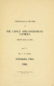 Cover of: Genealogical record of the Chace and Hathaway families from 1630 to 1900.