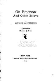 Cover of: On Emerson by Maurice Maeterlinck
