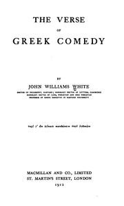 Cover of: verse of Greek comedy | White, John Williams
