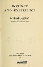 Cover of: Instinct and experience by C. Lloyd Morgan