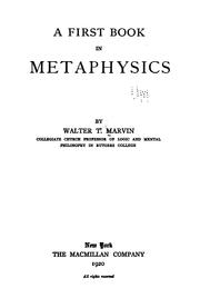 Cover of: A first book in metaphysics