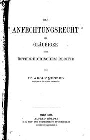 Cover of: Das anfechtungsrecht der gläubiger nach österreichischem rechte