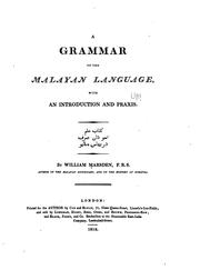 Cover of: A grammar of the Malayan language by Marsden, William