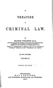 Cover of: A treatise on criminal law by Francis Wharton