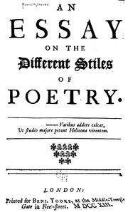 Cover of: An essay on the different stiles of poetry ... by Thomas Parnell