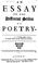 Cover of: An essay on the different stiles of poetry ...