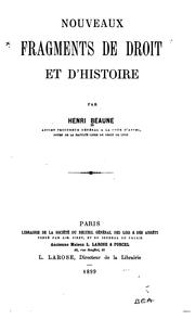 Cover of: Nouveaux fragments de droit et d'histoire