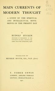 Cover of: Main currents of modern thought by Rudolf Eucken