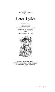 Cover of: Later lyrics by Thomas Bailey Aldrich