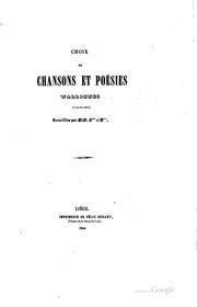 Cover of: Choix de chansons et poésies wallonnes by F. Bailleux