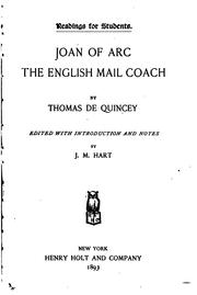 Cover of: Joan of Arc by Thomas De Quincey