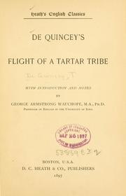 Cover of: De Quincey's Flight of a Tartar tribe