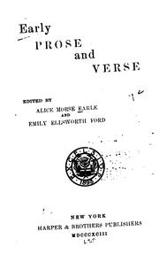 Cover of: Early prose and verse