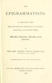 Cover of: The epigrammatists by Henry Philip Dodd