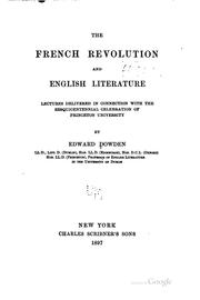 Cover of: The French revolution and English literature by Dowden, Edward