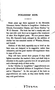 Cover of: Studies in Longfellow, Whittier, Holmes and Lowell: outlines and topics for study with questions and references.