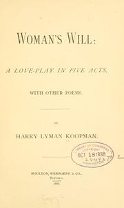 Cover of: Woman's will by Harry Lyman Koopman