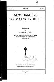 Cover of: New dangers to majority rule. by Judson King