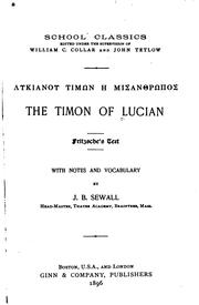 Cover of: The Timon of Lucian: Fritzsche's text