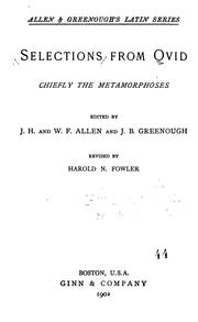 Cover of: Selections from Ovid, chiefly the Metamorphoses