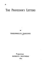 Cover of: The professor's letters
