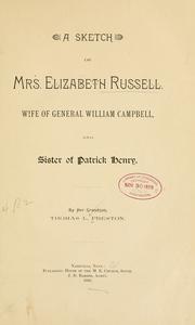 Cover of: A sketch of Mrs. Elizabeth Russell: wife of General William Campbell, and sister of Patrick Henry.