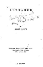 Cover of: Petrarch by Reeve, Henry