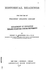 Cover of: Historical readings for the use of teachers' reading circles