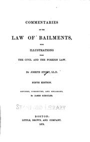 Cover of: Commentaries on the law of bailments by Story, Joseph