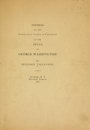 Cover of: Address to the Connecticut Society of Cincinnati on the death of George Washington