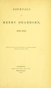 Cover of: Journals of Henry Dearborn, 1776-1783.