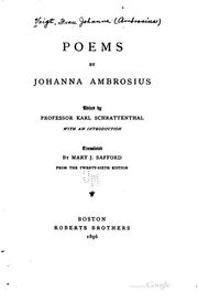 Cover of: Poems by Johanna Ambrosius by Johanna Ambrosius