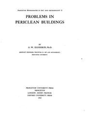 Cover of: Problems in Periclean buildings by G. W. Elderkin