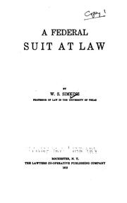 Cover of: A federal suit at law by Simkins, William Stewart, Simkins, William Stewart