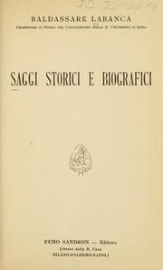 Cover of: Saggi storici e biografici ...
