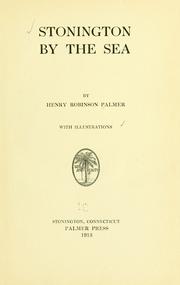 Cover of: Stonington by the sea by Palmer, Henry Robinson