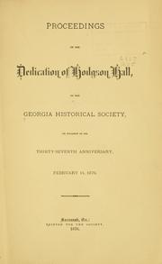 Cover of: Proceedings of the dedication of Hodgson Hall