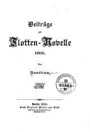 Cover of: Beiträge zur Flotten-novelle, 1900.