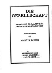 Cover of: Die Technik by Julius Goldstein