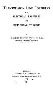 Cover of: Transmission line formulas for electrical engineers and engineering students